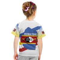 Eswatini Rhino Kid T Shirt with African Map and Traditional Swazi Flag Patterns