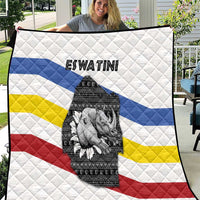 Eswatini Rhino Quilt with African Map and Traditional Swazi Flag Patterns