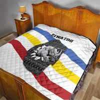 Eswatini Rhino Quilt with African Map and Traditional Swazi Flag Patterns