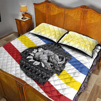 Eswatini Rhino Quilt Bed Set with African Map and Traditional Swazi Flag Patterns