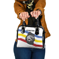 Eswatini Rhino Shoulder Handbag with African Map and Traditional Swazi Flag Patterns