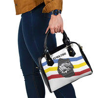 Eswatini Rhino Shoulder Handbag with African Map and Traditional Swazi Flag Patterns