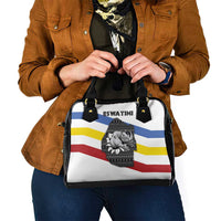 Eswatini Rhino Shoulder Handbag with African Map and Traditional Swazi Flag Patterns