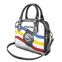 Eswatini Rhino Shoulder Handbag with African Map and Traditional Swazi Flag Patterns