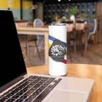 Eswatini Rhino Skinny Tumbler with African Map and Traditional Swazi Flag Patterns