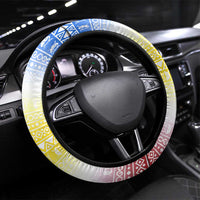 Eswatini Rhino Steering Wheel Cover with African Map and Traditional Swazi Flag Patterns