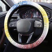 Eswatini Rhino Steering Wheel Cover with African Map and Traditional Swazi Flag Patterns