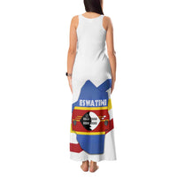 Eswatini Rhino Tank Maxi Dress with African Map and Traditional Swazi Flag Patterns