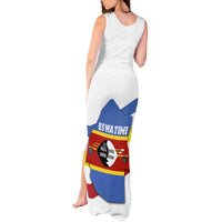 Eswatini Rhino Tank Maxi Dress with African Map and Traditional Swazi Flag Patterns