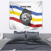 Eswatini Rhino Tapestry with African Map and Traditional Swazi Flag Patterns