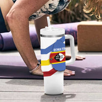 Eswatini Rhino Tumbler With Handle with African Map and Traditional Swazi Flag Patterns