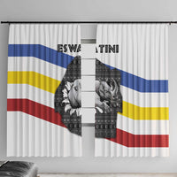 Eswatini Rhino Window Curtain with African Map and Traditional Swazi Flag Patterns