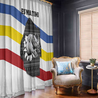 Eswatini Rhino Window Curtain with African Map and Traditional Swazi Flag Patterns