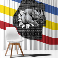 Eswatini Rhino Window Curtain with African Map and Traditional Swazi Flag Patterns