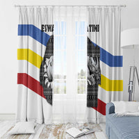 Eswatini Rhino Window Curtain with African Map and Traditional Swazi Flag Patterns