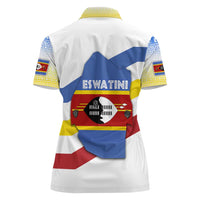 Eswatini Rhino Women Polo Shirt with African Map and Traditional Swazi Flag Patterns