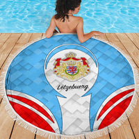 Luxembourg Beach Blanket with National Coat of Arms and Letzebuerg Text Design
