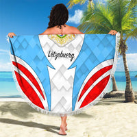 Luxembourg Beach Blanket with National Coat of Arms and Letzebuerg Text Design