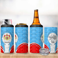 Luxembourg 4 in 1 Can Cooler Tumbler with National Coat of Arms and Letzebuerg Text Design