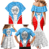 Luxembourg Family Matching Mermaid Dress and Hawaiian Shirt with National Coat of Arms and Letzebuerg Text Design