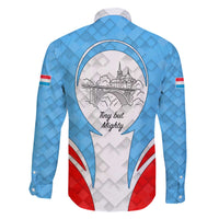 Luxembourg Family Matching Off The Shoulder Long Sleeve Dress and Hawaiian Shirt with National Coat of Arms and Letzebuerg Text Design