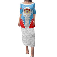 Luxembourg Family Matching Puletasi and Hawaiian Shirt with National Coat of Arms and Letzebuerg Text Design