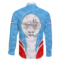 Luxembourg Family Matching Short Sleeve Bodycon Dress and Hawaiian Shirt with National Coat of Arms and Letzebuerg Text Design