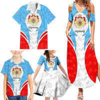 Luxembourg Family Matching Summer Maxi Dress and Hawaiian Shirt with National Coat of Arms and Letzebuerg Text Design