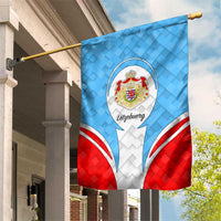 Luxembourg Garden Flag with National Coat of Arms and Letzebuerg Text Design
