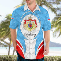 Luxembourg Hawaiian Shirt with National Coat of Arms and Letzebuerg Text Design