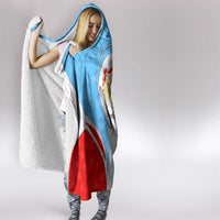 Luxembourg Hooded Blanket with National Coat of Arms and Letzebuerg Text Design