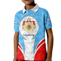 Luxembourg Kid Polo Shirt with National Coat of Arms and Letzebuerg Text Design
