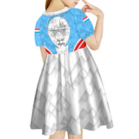 Luxembourg Kid Short Sleeve Dress with National Coat of Arms and Letzebuerg Text Design