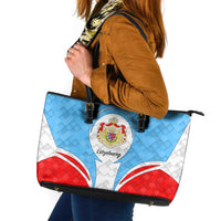 Luxembourg Leather Tote Bag with National Coat of Arms and Letzebuerg Text Design