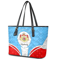 Luxembourg Leather Tote Bag with National Coat of Arms and Letzebuerg Text Design