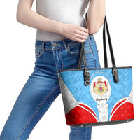 Luxembourg Leather Tote Bag with National Coat of Arms and Letzebuerg Text Design