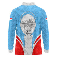 Luxembourg Long Sleeve Polo Shirt with National Coat of Arms and Letzebuerg Text Design
