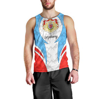 Luxembourg Men Tank Top with National Coat of Arms and Letzebuerg Text Design