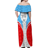 Luxembourg Off Shoulder Maxi Dress with National Coat of Arms and Letzebuerg Text Design