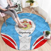 Luxembourg Round Carpet with National Coat of Arms and Letzebuerg Text Design
