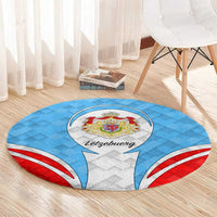 Luxembourg Round Carpet with National Coat of Arms and Letzebuerg Text Design