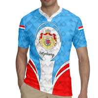Luxembourg Rugby Jersey with National Coat of Arms and Letzebuerg Text Design