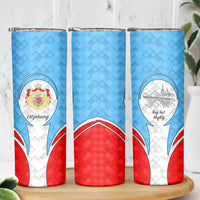 Luxembourg Skinny Tumbler with National Coat of Arms and Letzebuerg Text Design