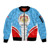 Luxembourg Sleeve Zip Bomber Jacket with National Coat of Arms and Letzebuerg Text Design