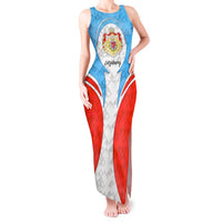 Luxembourg Tank Maxi Dress with National Coat of Arms and Letzebuerg Text Design