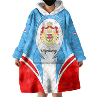 Luxembourg Wearable Blanket Hoodie with National Coat of Arms and Letzebuerg Text Design