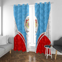 Luxembourg Window Curtain with National Coat of Arms and Letzebuerg Text Design