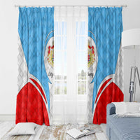 Luxembourg Window Curtain with National Coat of Arms and Letzebuerg Text Design
