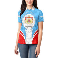 Luxembourg Women Polo Shirt with National Coat of Arms and Letzebuerg Text Design