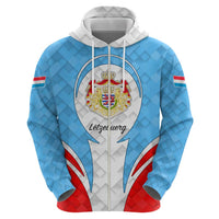 Luxembourg Zip Hoodie with National Coat of Arms and Letzebuerg Text Design